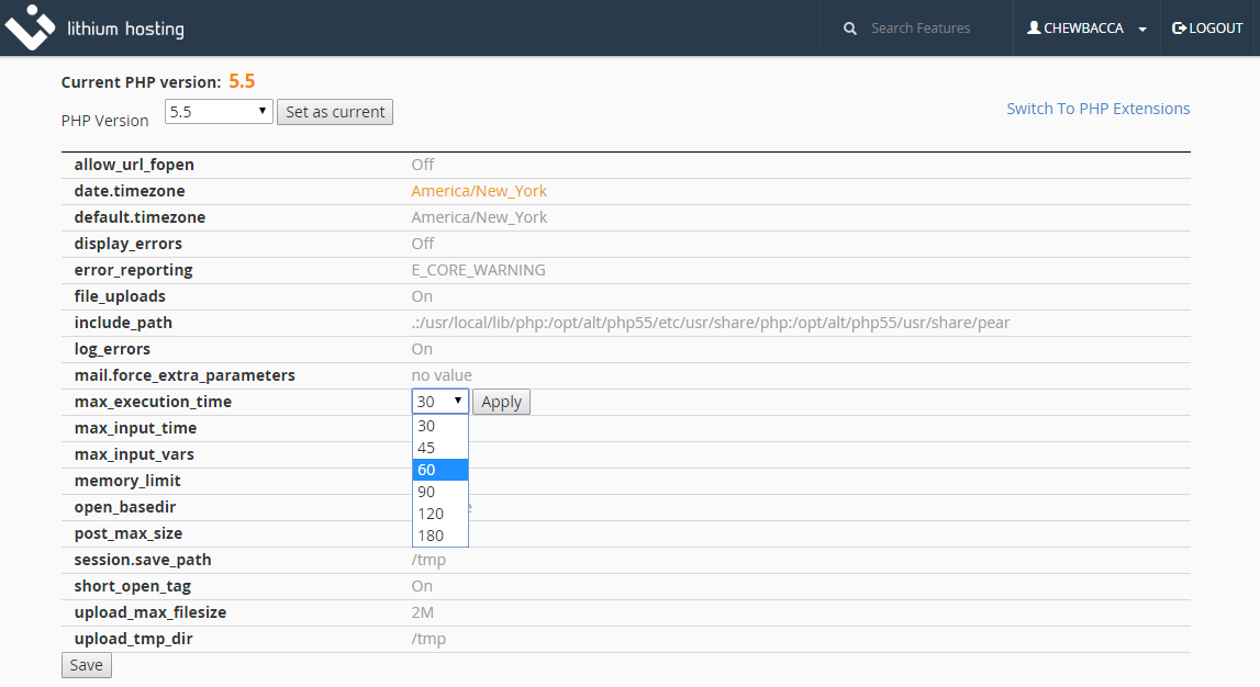 PHP Selector - Options Config