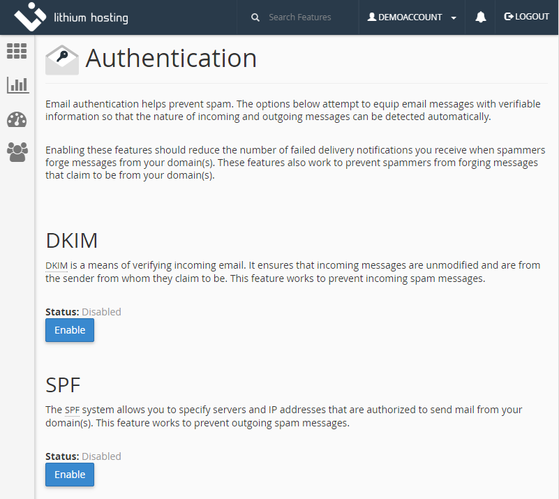 Enable SPF and DKIM