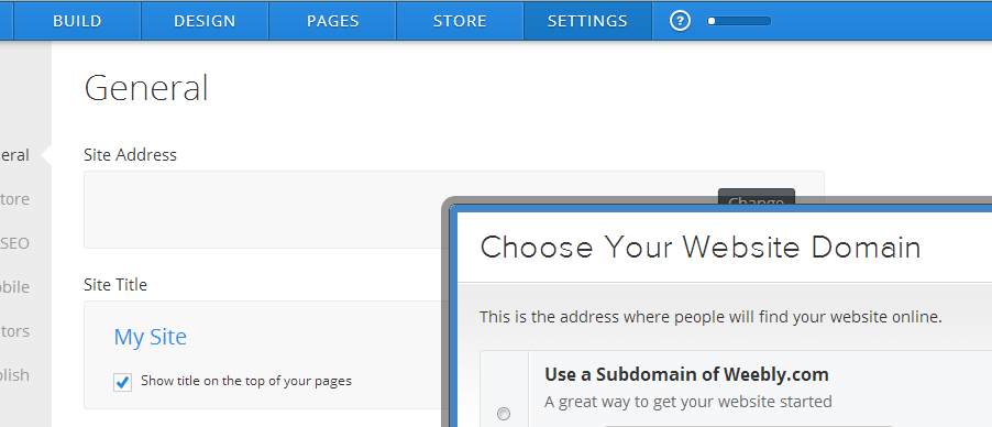 Weebly Settings